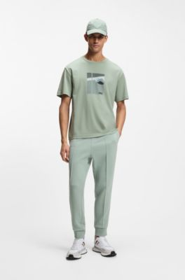 T-Shirt aus Pima-Baumwolle mit Tennis-Artwork, Hellgr&uuml;n
