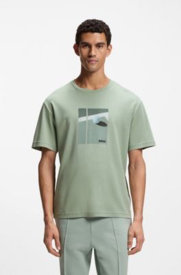 Pima-cotton T-shirt with tennis artwork, Light Green