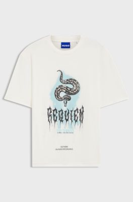 Cotton-jersey T-shirt with logo artwork, Natural