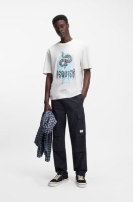 Cotton-jersey T-shirt with logo artwork, Natural