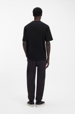 Cotton-jersey T-shirt with printed artwork, Black
