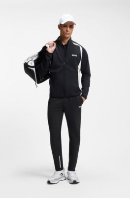 Active Trainingsbroek van stretchgabardine met ritsen aan de zomen, Zwart