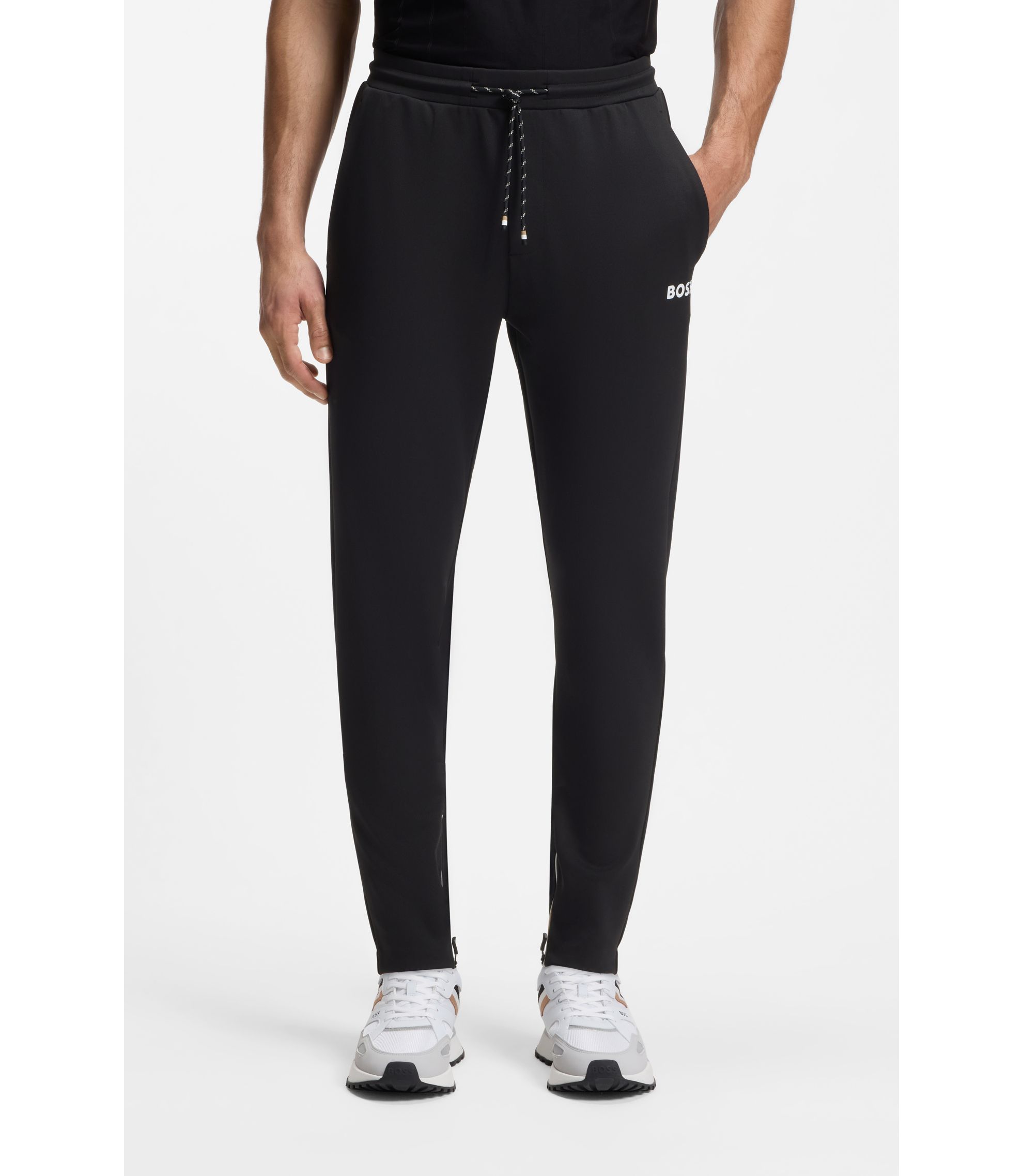 Jogginghose aus Stretch-Gabardine mit Reißverschlüssen an den Säumen