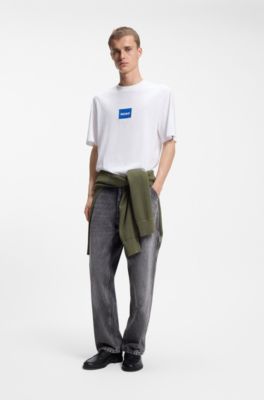 Cotton-jersey T-shirt with logo print, White