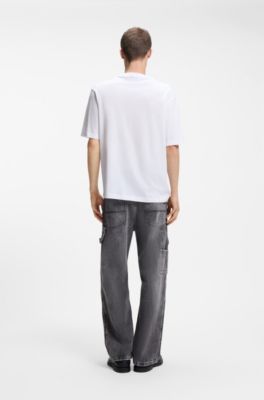 Cotton-jersey T-shirt with logo print, White