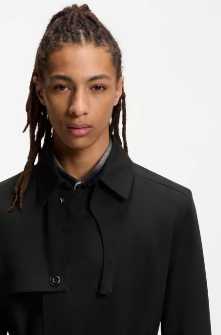 Water-repellent trench coat in gabardine twill