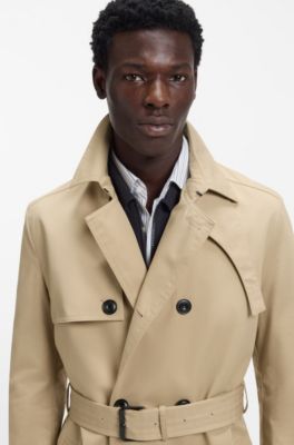 Water-repellent trench coat in gabardine twill, Beige