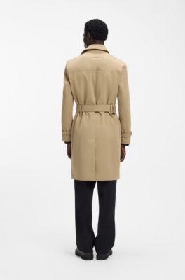 Water-repellent trench coat in gabardine twill, Beige
