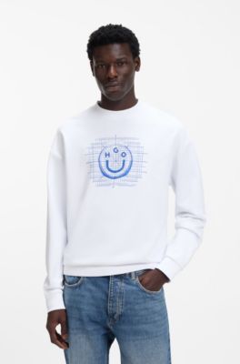 Sweat en molleton de coton avec logo artistique, Blanc