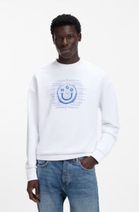 Cotton-terry sweatshirt with logo artwork, White