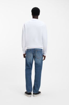 Sudadera de felpa de algod&oacute;n con ilustraci&oacute;n de logo, Blanco