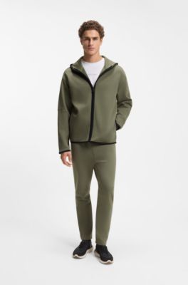 Sweat &agrave; capuche Relaxed en coton m&eacute;lang&eacute; tr&egrave;s doux, Olive