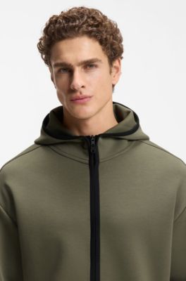 Sweat &agrave; capuche Relaxed en coton m&eacute;lang&eacute; tr&egrave;s doux, Olive