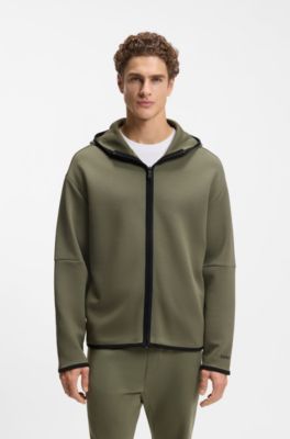 Sweat &agrave; capuche Relaxed en coton m&eacute;lang&eacute; tr&egrave;s doux, Olive
