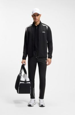 Active Zip-up sweatshirt with temperature-regulating performance, Black