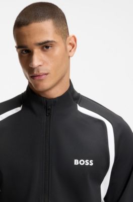 Active Zip-up sweatshirt with temperature-regulating performance, Black