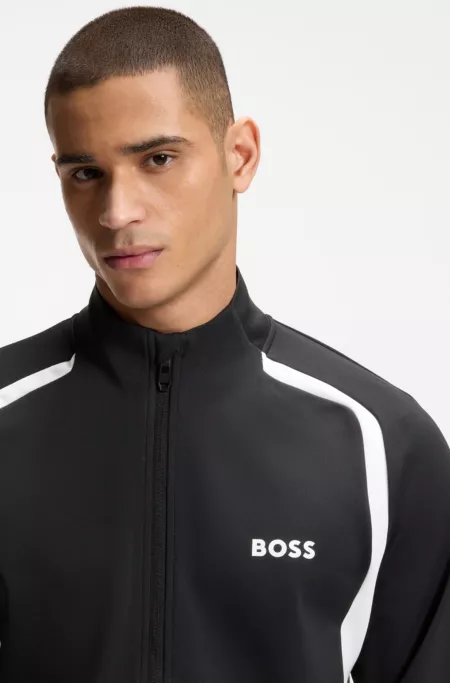 Zip-up sweatshirt in temperature-regulating stretch gabardine