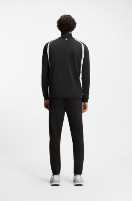 Zip-up sweatshirt in temperature-regulating stretch gabardine, Black