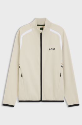 Active Zip-up sweatshirt with temperature-regulating performance, Natural