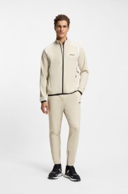 Active Zip-up sweatshirt with temperature-regulating performance, Natural