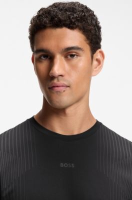 Active Slim-fit quick-dry T-shirt with reflective details, Black