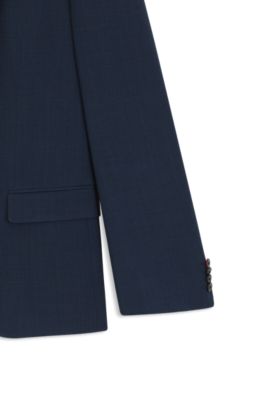 Slim-fit suit in patterned stretch fabric, Blue