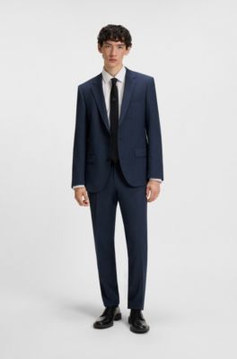 Slim-fit suit in patterned stretch fabric, Blue