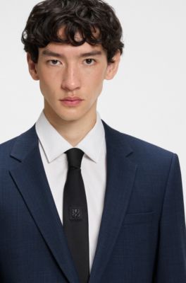 Slim-fit suit in patterned stretch fabric, Blue