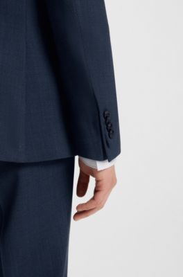 Slim-fit suit in patterned stretch fabric, Blue