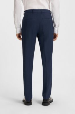 Slim-fit suit in patterned stretch fabric, Blue