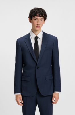 Slim-fit suit in patterned stretch fabric, Blue