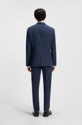 Slim-fit suit in patterned stretch fabric, Blue
