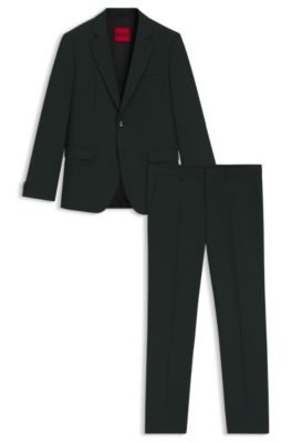 Extra-slim-fit suit in patterned performance-stretch cloth, Dark Green
