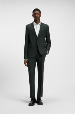 Extra-slim-fit suit in patterned performance-stretch cloth, Dark Green