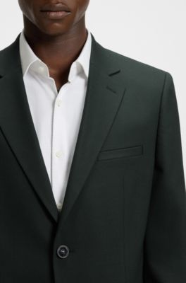Extra-slim-fit suit in patterned performance-stretch cloth, Dark Green