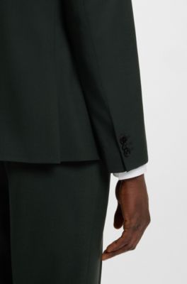 Costume Extra Slim en tissu stretch performant &agrave; motif, Vert sombre