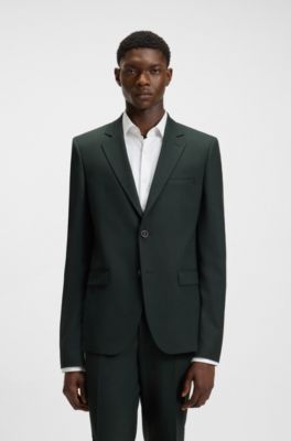 Extra-slim-fit suit in patterned performance-stretch cloth, Dark Green