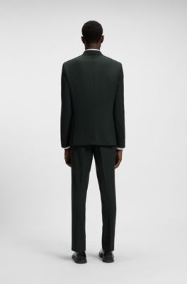 Extra-slim-fit suit in patterned performance-stretch cloth, Dark Green
