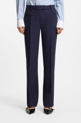Slim-fit trousers with straight leg, Dark Blue