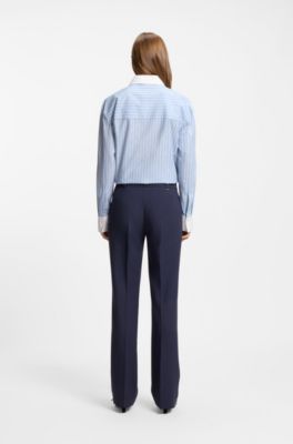 Slim-fit trousers with straight leg, Dark Blue