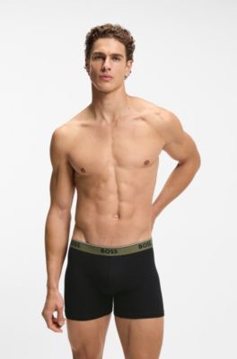 Three-pack of stretch-cotton logo-waistband boxer briefs, Black