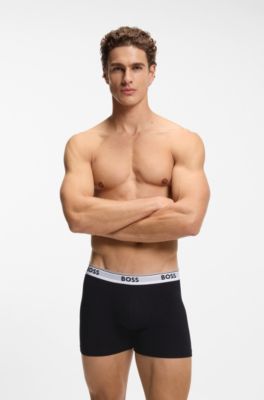 Three-pack of stretch-cotton logo-waistband boxer briefs, Black