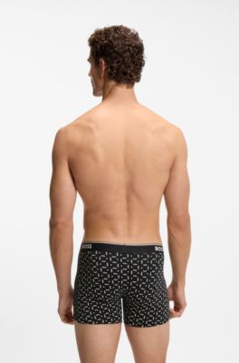 Three-pack of stretch-cotton logo-waistband boxer briefs, Black