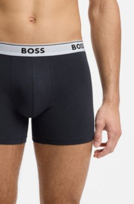Three-pack of stretch-cotton logo-waistband boxer briefs, Blue