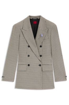 Relaxed-fit blazer with micro houndstooth, Patterned