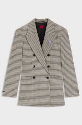 Relaxed-fit blazer with micro houndstooth, Patterned