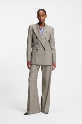 Relaxed-Fit Blazer mit filigranem Hahnentritt-Muster, Gemustert