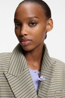 Relaxed-fit blazer with micro houndstooth, Patterned