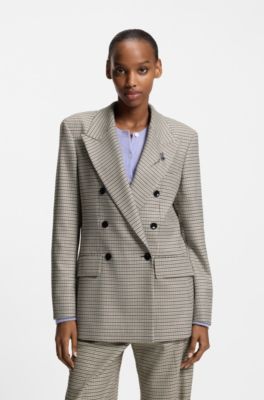Relaxed-fit blazer with micro houndstooth, Patterned
