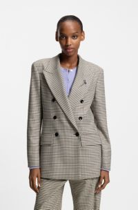 Relaxed-fit blazer met klein pied-de-poule-dessin, Bedrukt